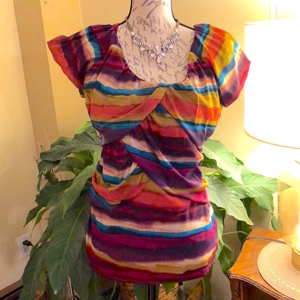 JONDEN Stripe Asymmetrical Blouse